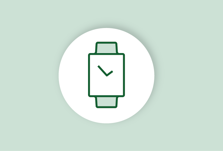 Icon showing a watch representing time.