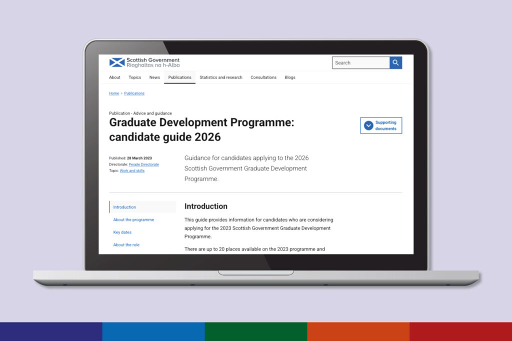 Screenshot of candidate guide on a laptop