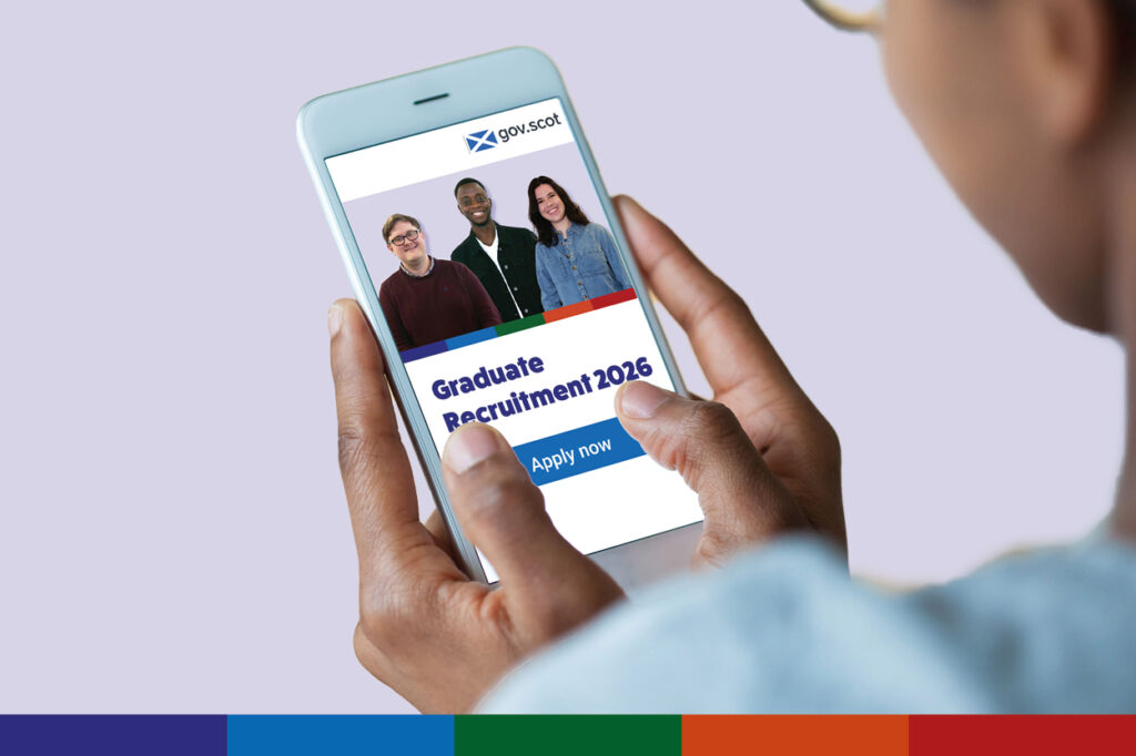 Person looking at campaign page on phone